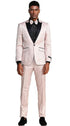 Mens One Button Slim Fit Paisley Blush Pink Wedding and Prom Tuxedo