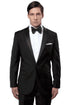 Men's Slim Fit One Button Satin Trim Peak Lapel Prom & Wedding Tuxedo In Black