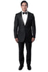 Men's Slim Fit One Button Satin Trim Peak Lapel Prom & Wedding Tuxedo In Charcoal Grey