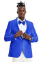 Mens Slim Fit Wedding & Prom Tonal Paisley Tuxedo Jacket in Royal Blue