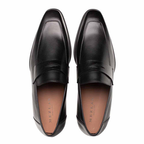 Men’s Mezlan Avenue Black Penny Loafer – Rubber Sole Leather Slip-On, Made in Spain