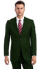 Men's Vested Two Button Notch Lapel Modern Fit Solid Color Wedding Suit in Hunter Green