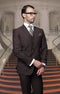 Tz-100bg Classic 3pc 2 Button Solid Brown Mens Suit Super 150's Extra Fine Italian Fabric