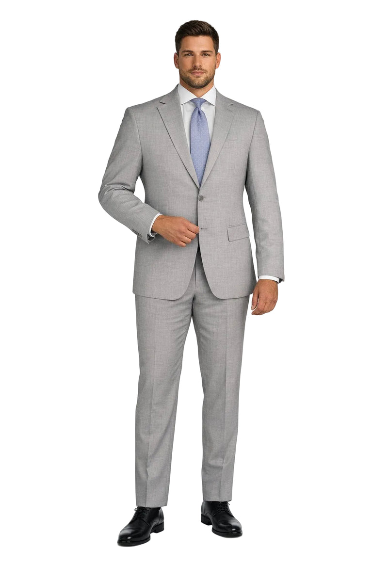 Light Grey Mens Two-Piece Suit – Slim Fit Jacket and Trousers with Tie