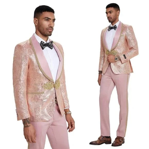 2026 Prom Special Blush Paisley 2pc Mens Suit by Tazzio