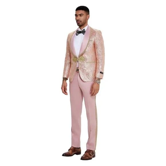 2026 Prom Special Blush Paisley 2pc Mens Suit by Tazzio