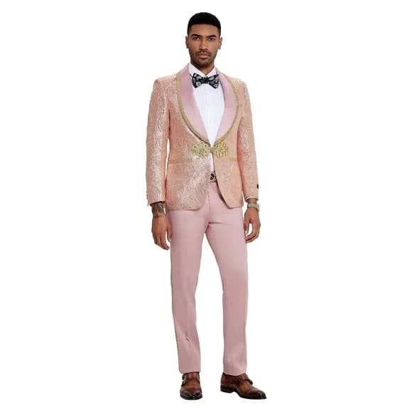 2026 Prom Special Blush Paisley 2pc Mens Suit by Tazzio