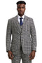 Men's Stacy Adams Vested Modern Fit Houndstooth Glen Plaid Suit in Grey & Green