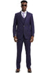 Purple Suit For Men - Church Suit - Men's Stacy Adams Vested One Button Side Peak Lapel Pinstripe Eggplant Purple Suit