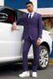 Cheap Purple Suit For Men - Church Suit - Men's Stacy Adam's Two Button Vested Business Dark Purple Plaid Suit