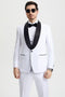 Mens Stacy Adams Suit - Stacy Adams Suit Men's Designer Tuxedo - Vested One Button Shawl Lapel in White