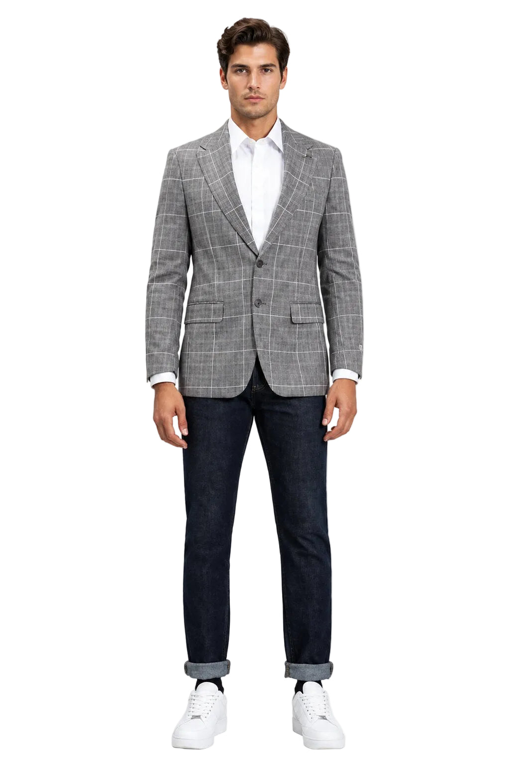 Stacy Adams Men's Hybrid Fit Sport Coat - Windowpane Plaid