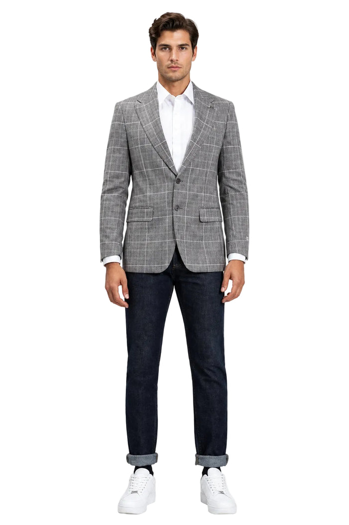 Stacy Adams Men's Hybrid Fit Sport Coat - Windowpane Plaid
