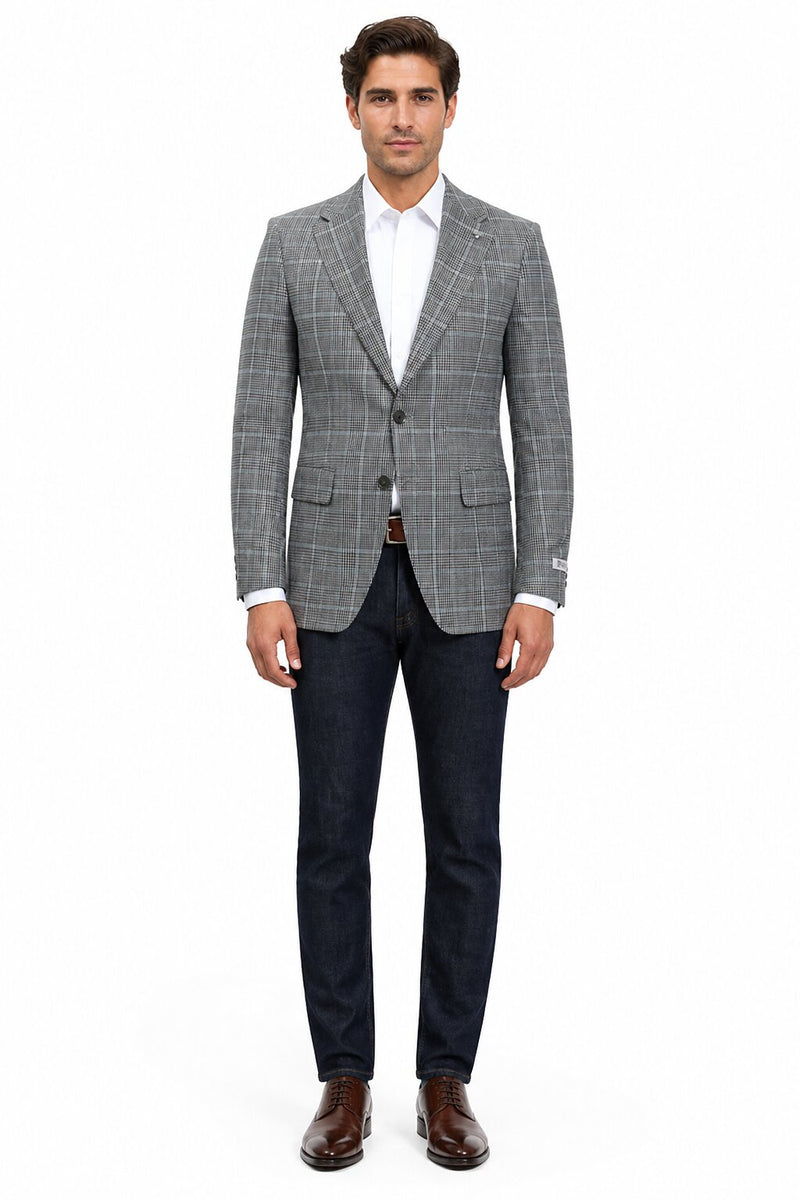 Stacy Adams Men's Hybrid Fit Sport Coat - Windowpane Plaid