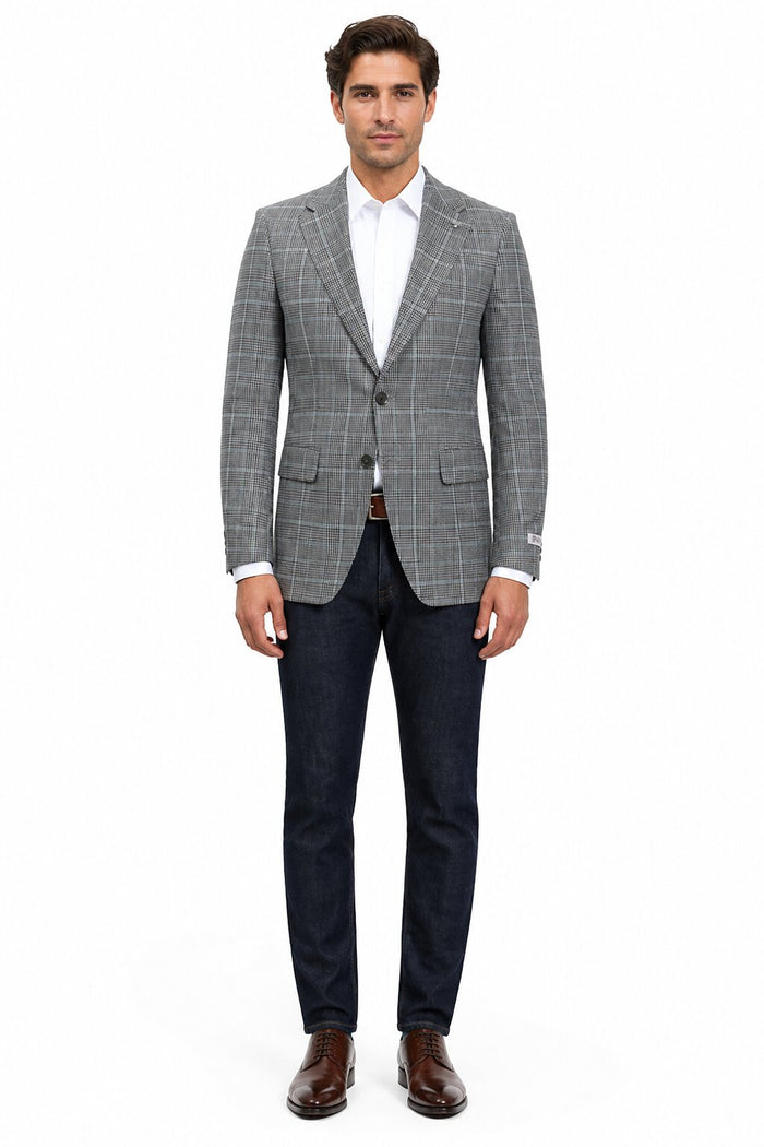 Stacy Adams Men's Hybrid Fit Sport Coat - Windowpane Plaid