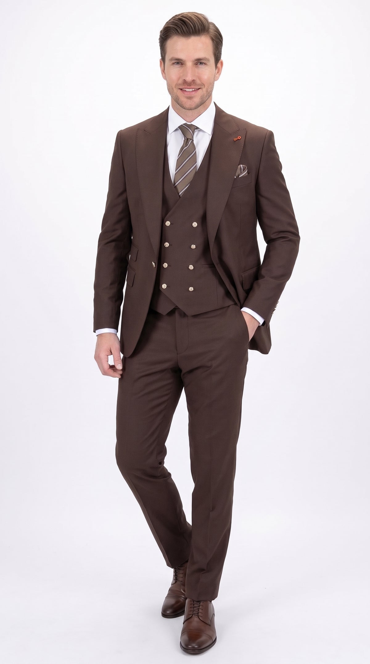 Statement Men’s 3 Piece 100% Wool Fashion Suit, Bold Color Modern Fit Wedding Business Suit