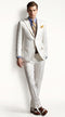 Men's Ivory Great Gatsby 3-Piece Suit with Brown Vest – Vintage 1920s Peak Lapel Wedding, Prom & Party Suit