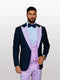 Statement Men's Black Vested with Pink Peak Lapel 100% Wool Tuxedos