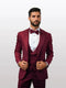 Statement Men's Burgundy Patterned Vested Tuxedos with Bowtie