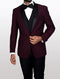 Statement Men's Burgundy with Black Lapel Vested 100% Wool Tuxedos