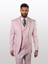Statement Men's Dusty Pink with Double-Breasted Vest 100% Wool Slim Fit Suits