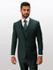 Mens hunter green slim fit vested suit by Alberto Nardoni features a tailored jacket with a notch lapel, single button closure, and slim-fit trousers made from a smooth fabric.