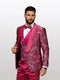 Statement Men's Red Patterned Vested Tuxedos with Bowtie