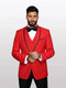 Statement Men's Red Vested with Black Trim Fine Lapel 100% Wool Tuxedos