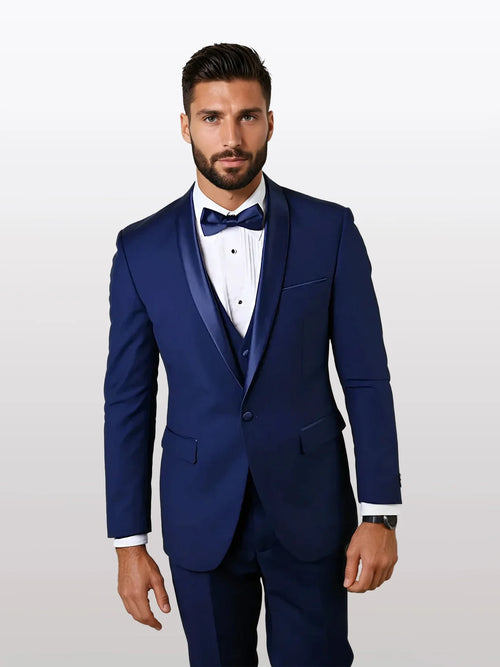 Statement Men's Sapphire Shawl Vested Tuxedos