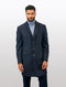 Men's solid charcoal overcoat made from 100% wool features a straight silhouette, notch lapels, and three buttons at the front. The coat includes side pockets and a smooth texture.