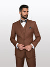 Statement Men's Solid Copper Modern Fit 100% Wool Vested Suits