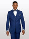 Statement Men's Solid Sapphire Blue Modern Fit 100% Wool Vested Suits
