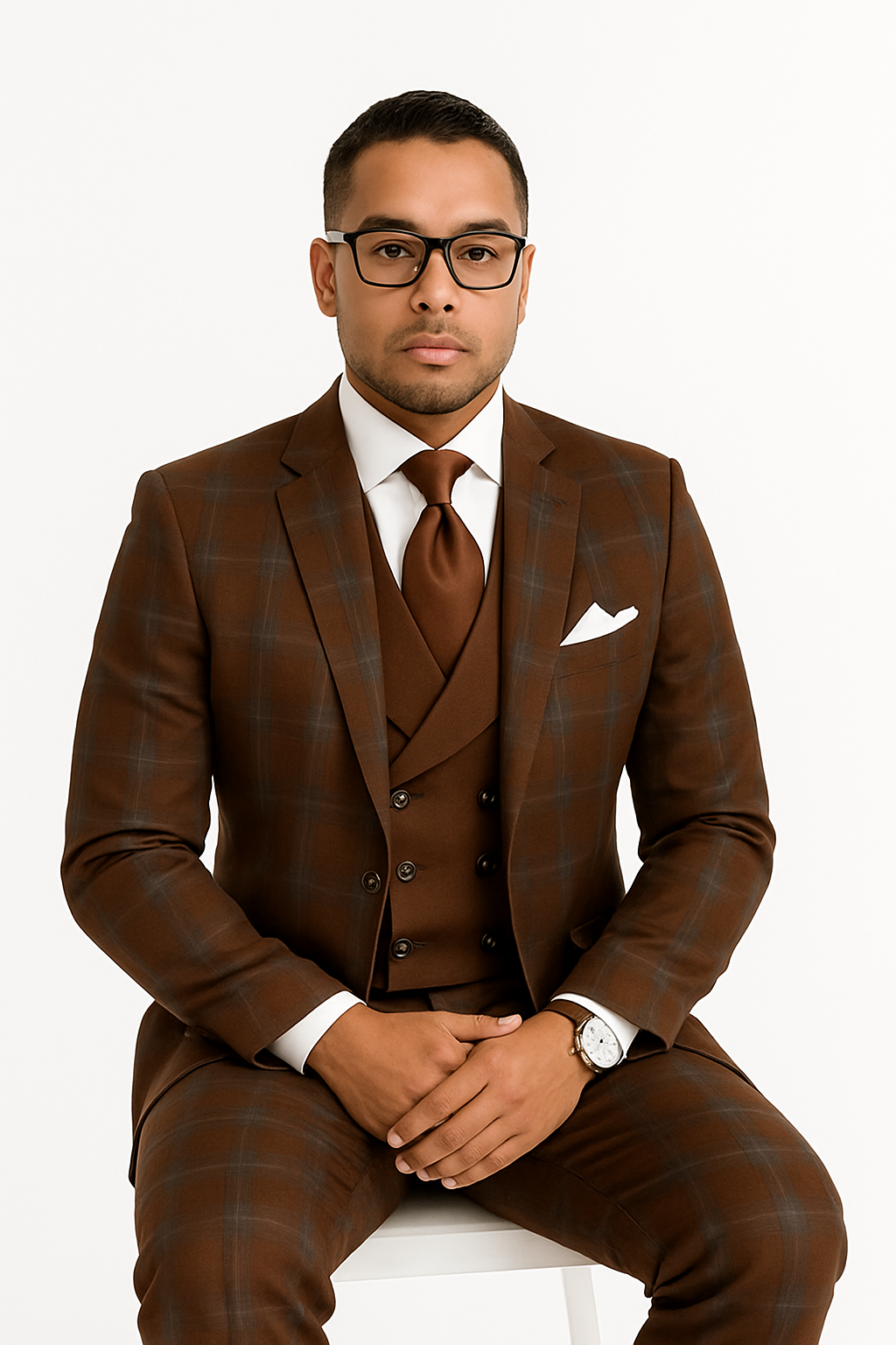 Statement ITALY Suit - Super 150's Wool Suit Statement Men's 3 Piece 100% Wool Fashion Suit - Classic Plaid Pattern