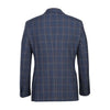 Designer Brand - Wool Stretch with Linen Single Breasted Steel Blue and Orange Plaid Suit