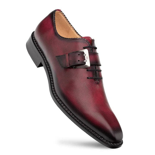 Men's Machado Burgundy Monk Strap Oxford Shoes by Mezlan – Hand-Finished Calfskin, Made in Spain