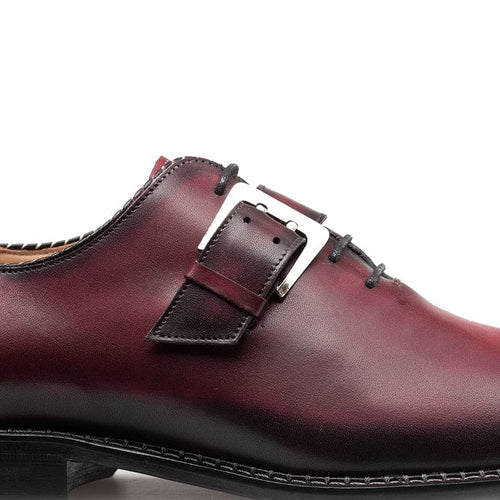 Men's Machado Burgundy Monk Strap Oxford Shoes by Mezlan – Hand-Finished Calfskin, Made in Spain