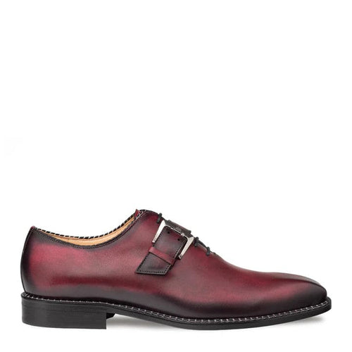 Men's Machado Burgundy Monk Strap Oxford Shoes by Mezlan – Hand-Finished Calfskin, Made in Spain