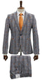 Stretch Fabric Suits - Slim Fit Suit in Color Grey ~ Orange - GTRVL1N-782 GREY/ORANGE