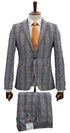 Stretch Fabric Suits - Slim Fit Suit in Color Grey ~ Orange - GTRVL1N-782 GREY/ORANGE