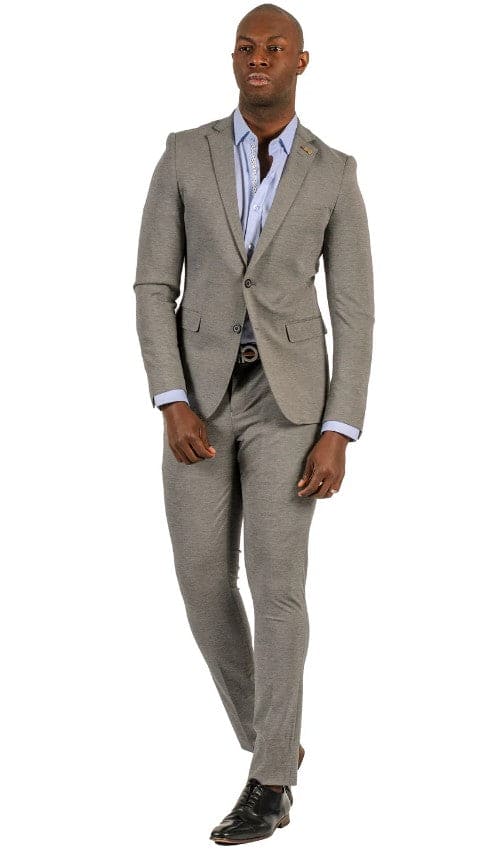 Stretch Fabric Suits - Slim Fit Suit in Color LGrey - Giovanni Testi 2 button stretch L.Grey Travel Suit GTRVL2N-01 L.GREY