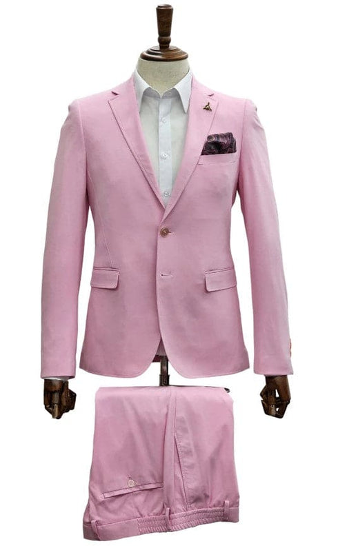 Stretch Fabric Suits - Slim Fit Suit in Color Pink - Giovanni Testi Traveller Suit GTRVL2N-01 PINK