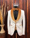 Mens White Tuxedo with gold velvet lapel Slim fit 3 piece Tuxedo | Premium