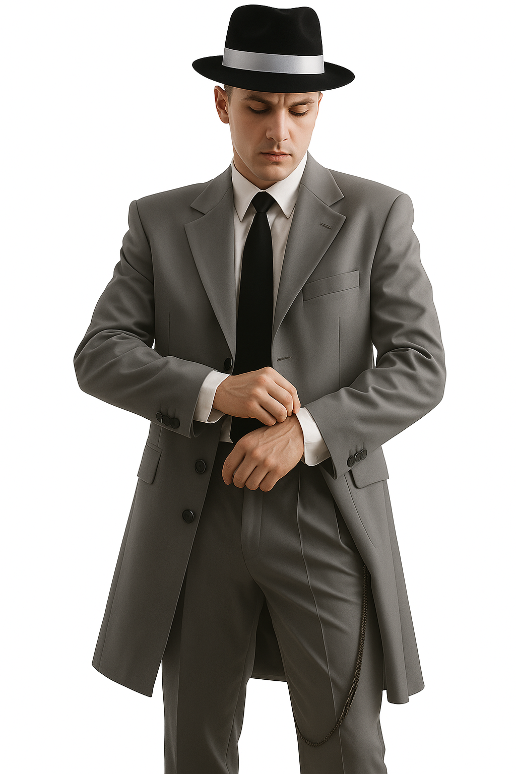 Mens Pimp Suit -Gangster Suit - Mobster Suit - Mafia Suit For Mens Vested Long Tuxedo Zoot Suit in Black