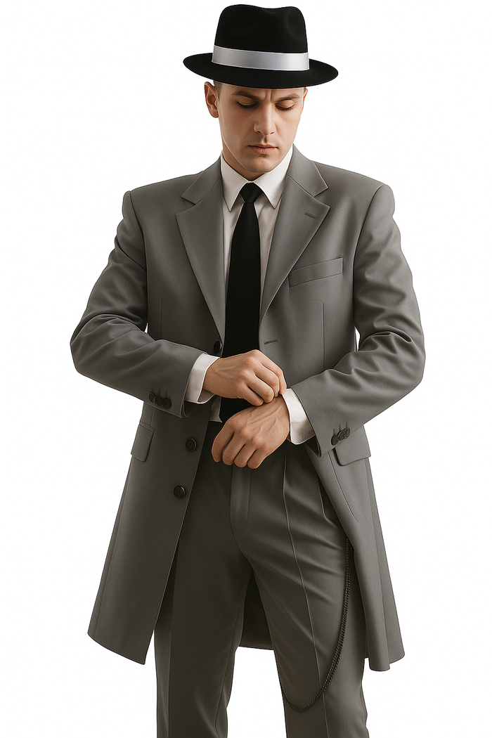 Mens Pimp Suit -Gangster Suit - Mobster Suit - Mafia Suit For Mens Vested Long Tuxedo Zoot Suit