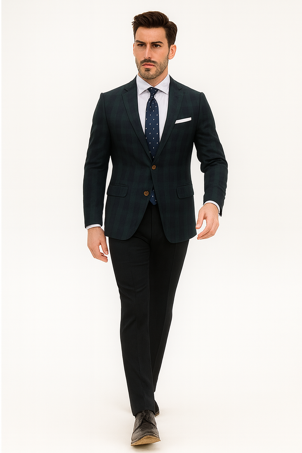 Mens Green Color Plaid Blazer