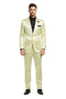 Mens Shiny Blazer - Ivory Sateen Vested Suit