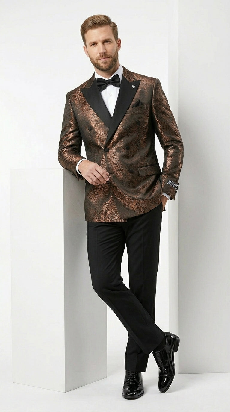 Stacy Adams Men’s High Fashion Pattern Sport Coat, Hybrid Fit Formal Blazer in Red, Silver, Bronze and Purple