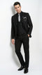 Men’s Black 3 Piece Suit with Double Breasted Vest, Formal Wedding Prom Business Dress Suit Set
