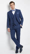 Men’s Big and Tall Indigo Blue 3 Piece Suit, Extra Long Modern Fit Wedding Business Formal Suit