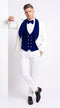Men’s White and Royal Blue 3-Piece Tuxedo – Groom Wedding and Prom Suit with Velvet Shawl Lapel